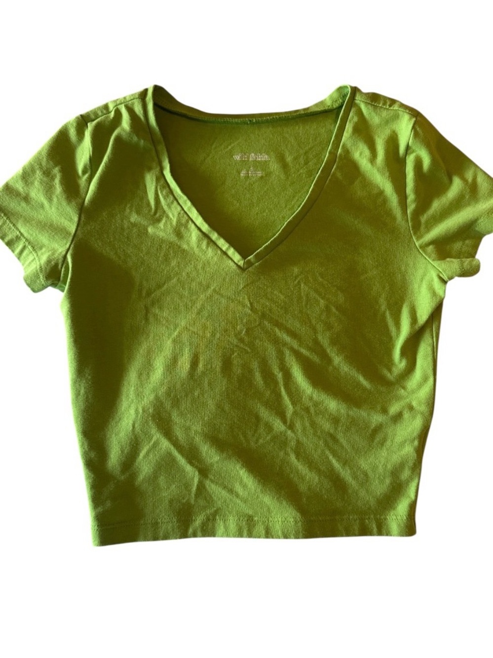 wild fable Lime Green V-Neck Cropped Tee